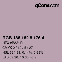 カラーコード: RGB 186 162.8 176.4 | qconv.com