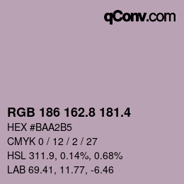 カラーコード: RGB 186 162.8 181.4 | qconv.com