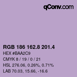カラーコード: RGB 186 162.8 201.4 | qconv.com