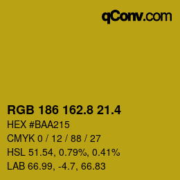 カラーコード: RGB 186 162.8 21.4 | qconv.com