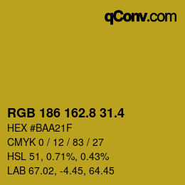 カラーコード: RGB 186 162.8 31.4 | qconv.com