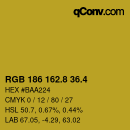 カラーコード: RGB 186 162.8 36.4 | qconv.com