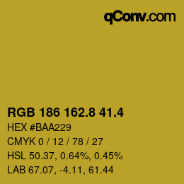 カラーコード: RGB 186 162.8 41.4 | qconv.com