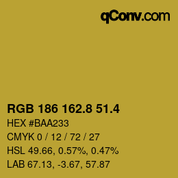 カラーコード: RGB 186 162.8 51.4 | qconv.com