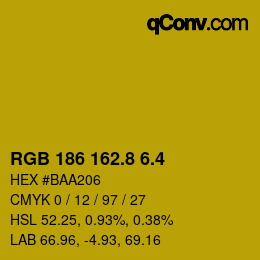 カラーコード: RGB 186 162.8 6.4 | qconv.com