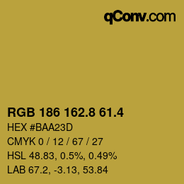 カラーコード: RGB 186 162.8 61.4 | qconv.com