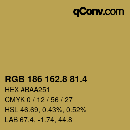 カラーコード: RGB 186 162.8 81.4 | qconv.com