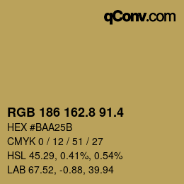 カラーコード: RGB 186 162.8 91.4 | qconv.com