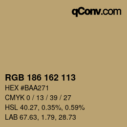 Color code: RGB 186 162 113 | qconv.com