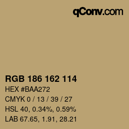 Color code: RGB 186 162 114 | qconv.com