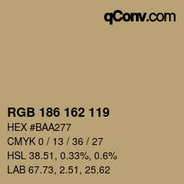 Color code: RGB 186 162 119 | qconv.com