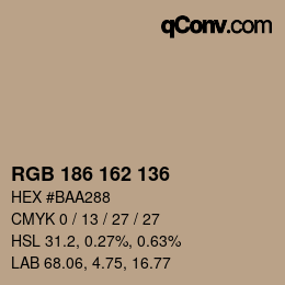 Código de color: RGB 186 162 136 | qconv.com