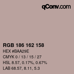 カラーコード: RGB 186 162 158 | qconv.com
