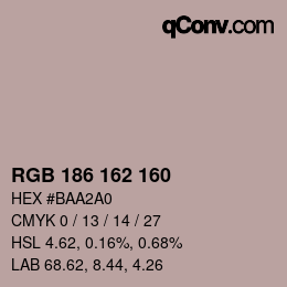 Color code: RGB 186 162 160 | qconv.com