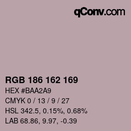 カラーコード: RGB 186 162 169 | qconv.com