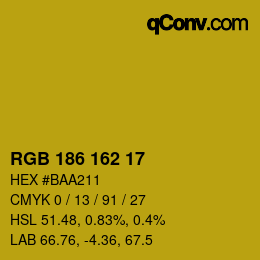 カラーコード: RGB 186 162 17 | qconv.com