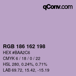 Color code: RGB 186 162 198 | qconv.com