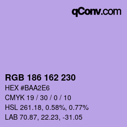 Color code: RGB 186 162 230 | qconv.com