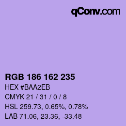 Color code: RGB 186 162 235 | qconv.com