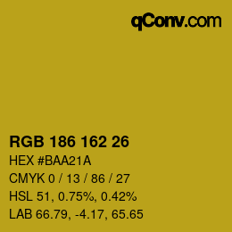 Color code: RGB 186 162 26 | qconv.com