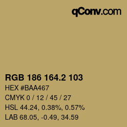 カラーコード: RGB 186 164.2 103 | qconv.com