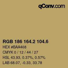 カラーコード: RGB 186 164.2 104.6 | qconv.com