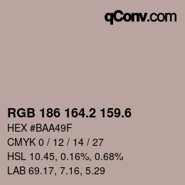 カラーコード: RGB 186 164.2 159.6 | qconv.com