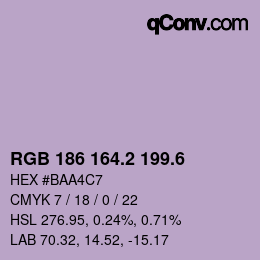 カラーコード: RGB 186 164.2 199.6 | qconv.com
