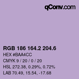 カラーコード: RGB 186 164.2 204.6 | qconv.com