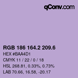 カラーコード: RGB 186 164.2 209.6 | qconv.com