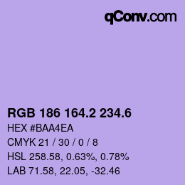 カラーコード: RGB 186 164.2 234.6 | qconv.com