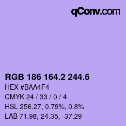 カラーコード: RGB 186 164.2 244.6 | qconv.com
