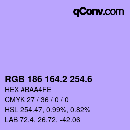 カラーコード: RGB 186 164.2 254.6 | qconv.com
