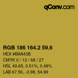 カラーコード: RGB 186 164.2 59.6 | qconv.com