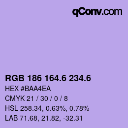 カラーコード: RGB 186 164.6 234.6 | qconv.com