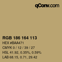 Color code: RGB 186 164 113 | qconv.com