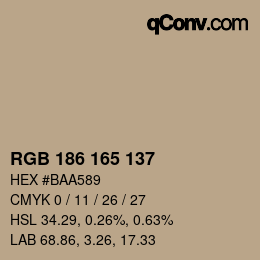 Color code: RGB 186 165 137 | qconv.com