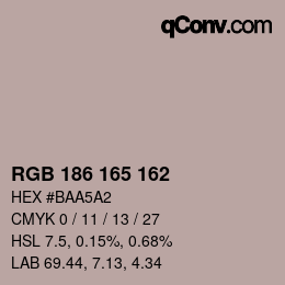 Color code: RGB 186 165 162 | qconv.com