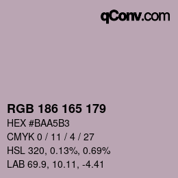 Color code: RGB 186 165 179 | qconv.com