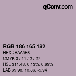 Color code: RGB 186 165 182 | qconv.com