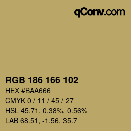 Color code: RGB 186 166 102 | qconv.com