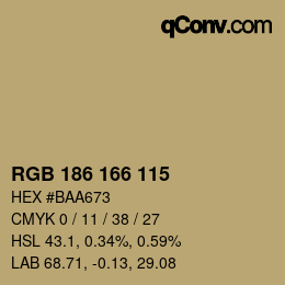 Código de color: RGB 186 166 115 | qconv.com