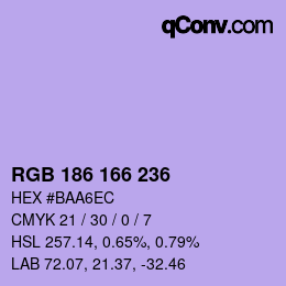 Color code: RGB 186 166 236 | qconv.com