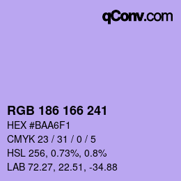 Color code: RGB 186 166 241 | qconv.com