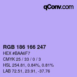 Color code: RGB 186 166 247 | qconv.com