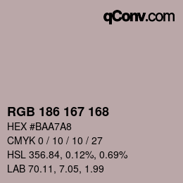 颜色代码: RGB 186 167 168 | qconv.com