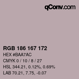 カラーコード: RGB 186 167 172 | qconv.com