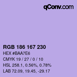 Código de color: RGB 186 167 230 | qconv.com