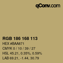Color code: RGB 186 168 113 | qconv.com