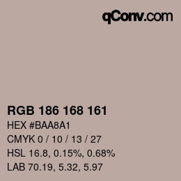 Color code: RGB 186 168 161 | qconv.com